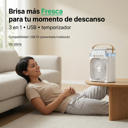 AuraBreeze™ 3-en-1 — Aroma y brisa relajante