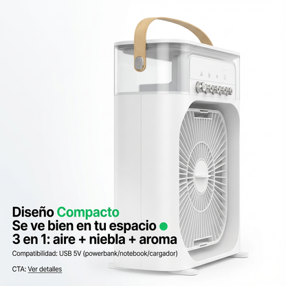 AuraBreeze™ 3-en-1 — Aroma y brisa relajante